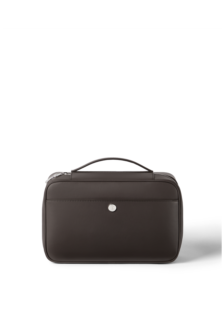 Calfskin beauty case, Main, color, Chocolate
