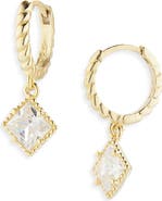 ARGENTO VIVO Cubic Zirconia Drop Twisted Huggie Hoop Earrings