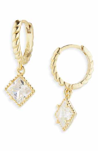 ARGENTO VIVO Cubic Zirconia Drop Twisted Huggie Hoop Earrings