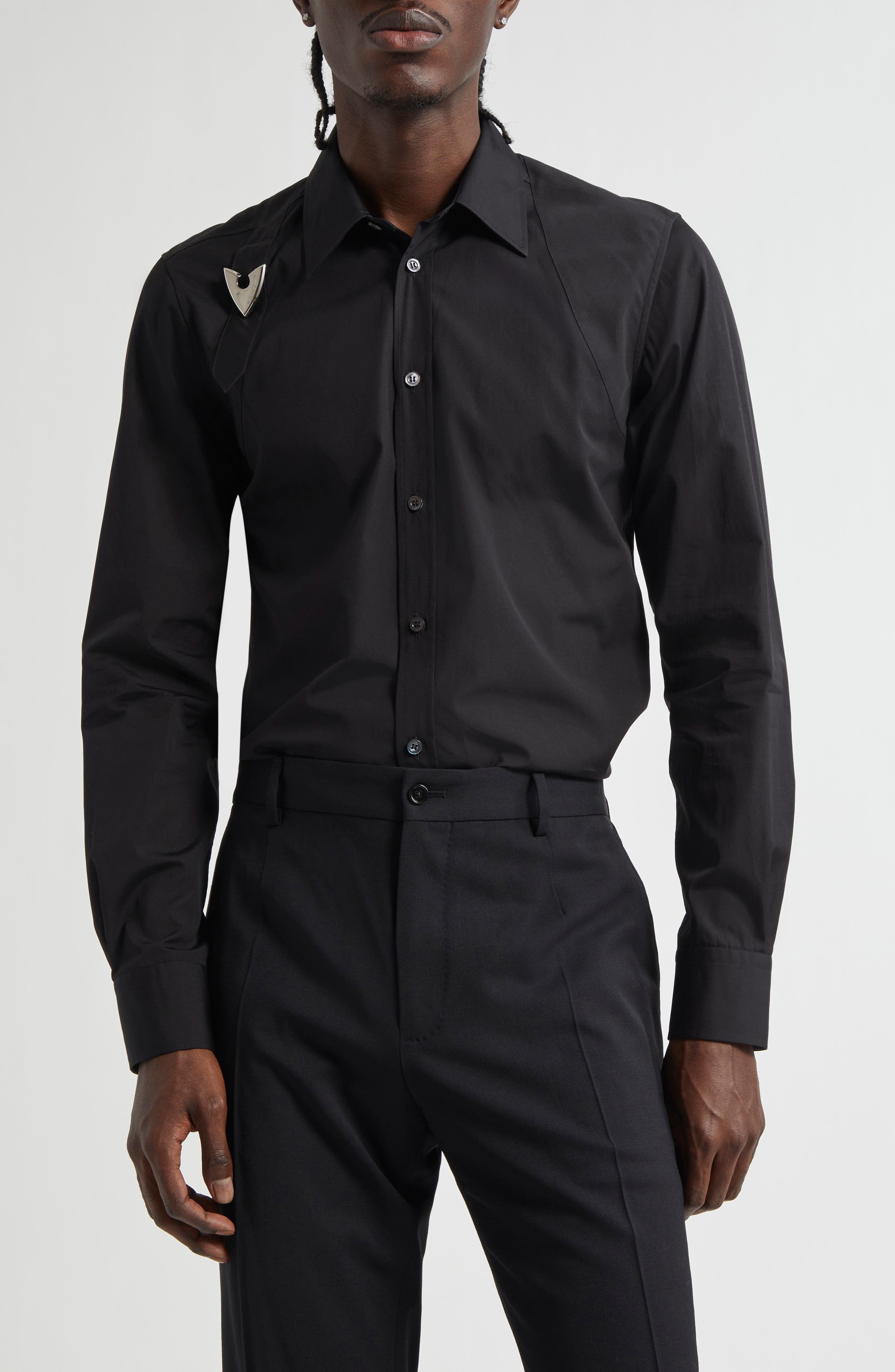 McQueen Alexander McQueen Harness Stretch Poplin Men's Button-Up Shirt |  Nordstrom
