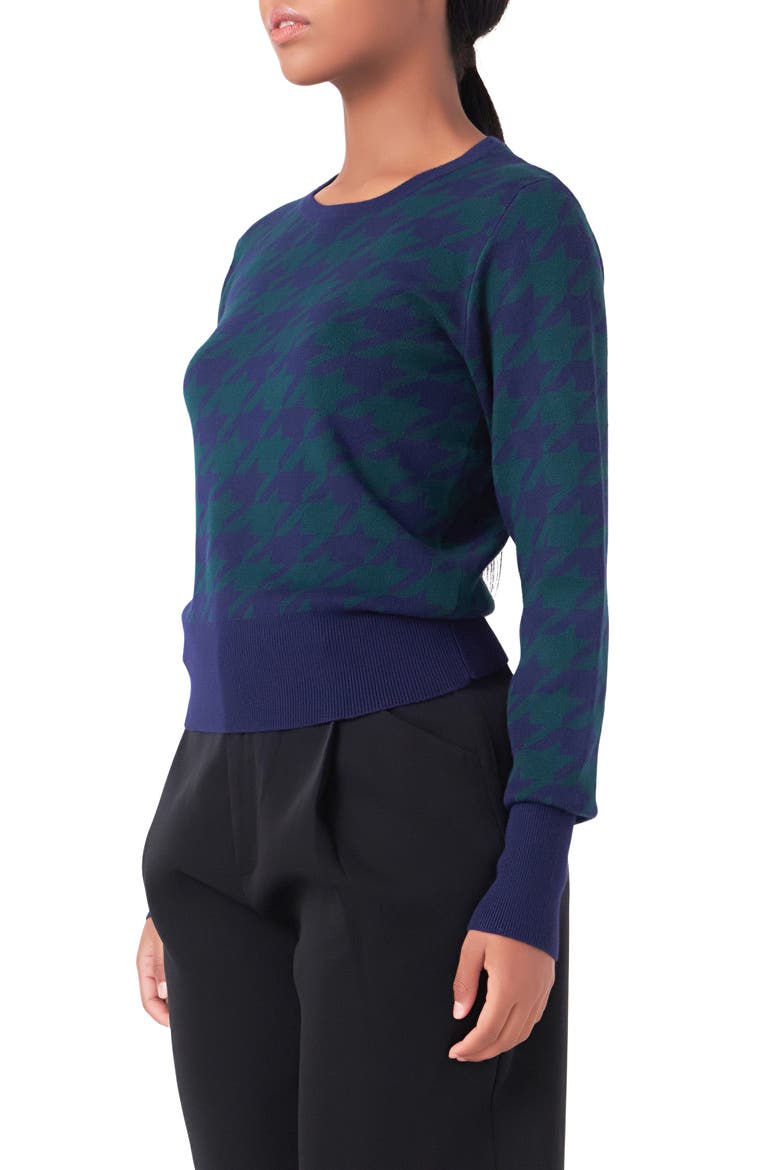Houndstooth Sweater, Alternate, color, GREEN/NAVY