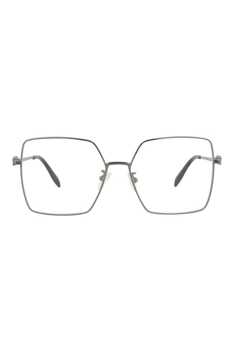 57mm Square Optical Glasses, Main, color, RUTHENIUM TRANSPARENT