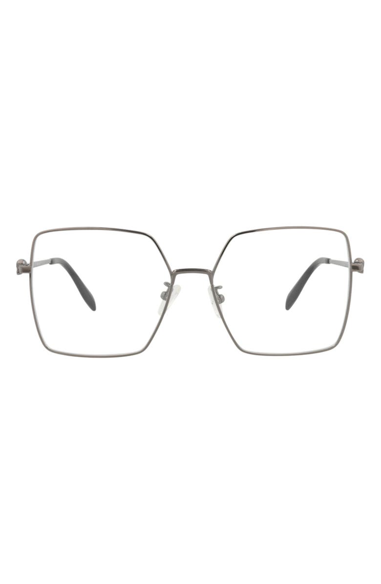 McQueen 57mm Square Optical Glasses, Main, color, Ruthenium Transparent