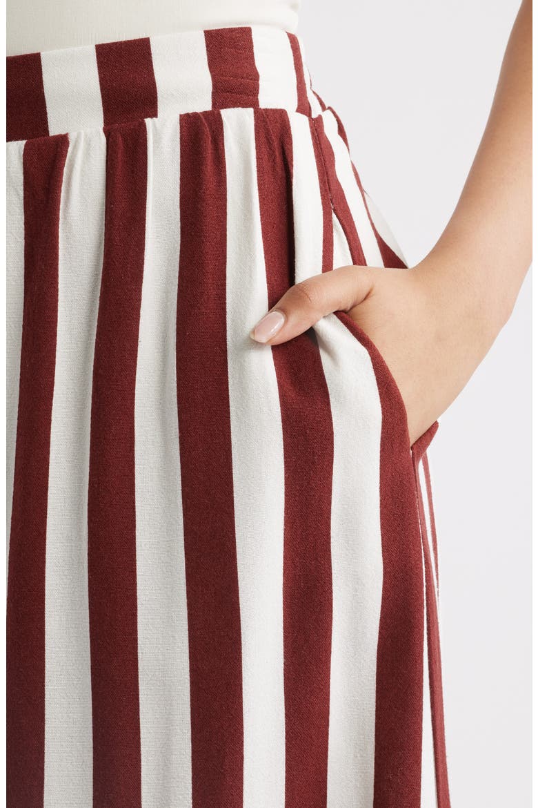 Stripe A-Line Skirt, Alternate, color, IVORY BRANDY BROWN STRIPE