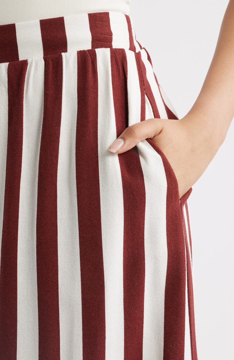 Bobeau Stripe A-Line Skirt, Alternate, color, Ivory Brandy Brown Stripe