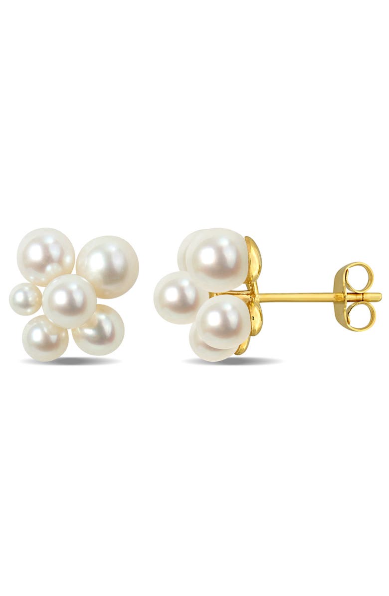 Julianna B. Pearl Floral Cluster Stud Earrings 14k, Main, color, 