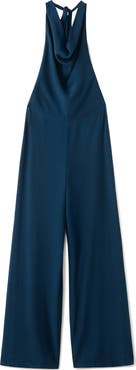 MANGO TEEN Wide Leg Halter Jumpsuit