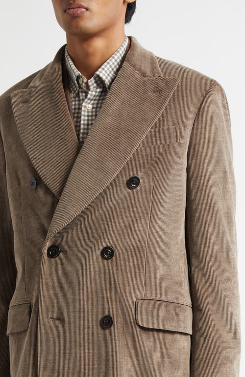 Boglioli Double Breasted Corduroy Coat In Brown