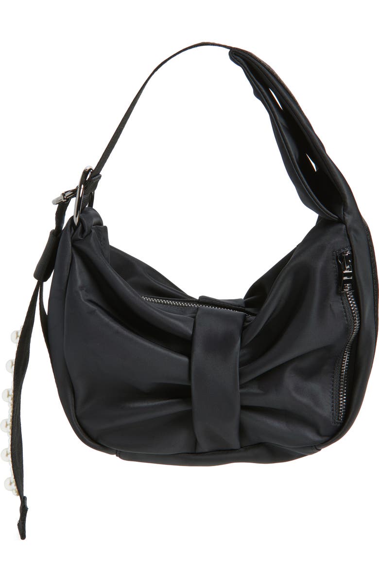 Simone Rocha Mini Bow Sateen Sling Bag, Alternate, color, Black/ Pearl