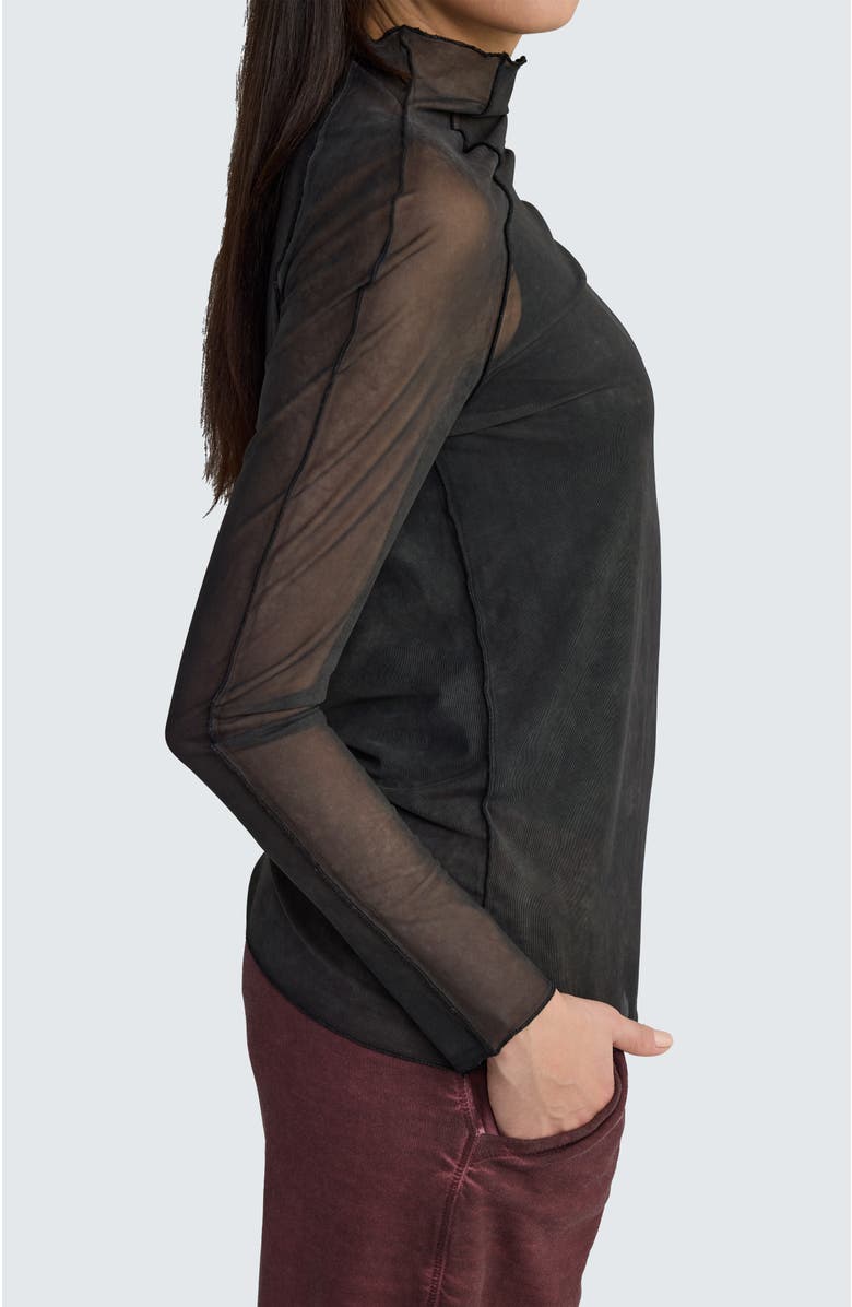LUUKAA Neva Turtleneck Mesh Blouse, Alternate, color, Misty Black