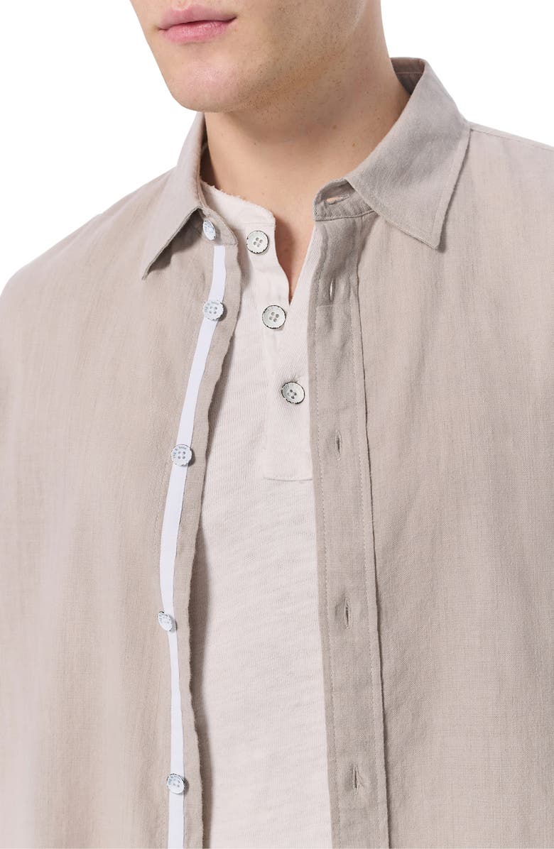 rag & bone Finch Linen Blend Button-Up Shirt, Alternate, color, Cashmere Grey
