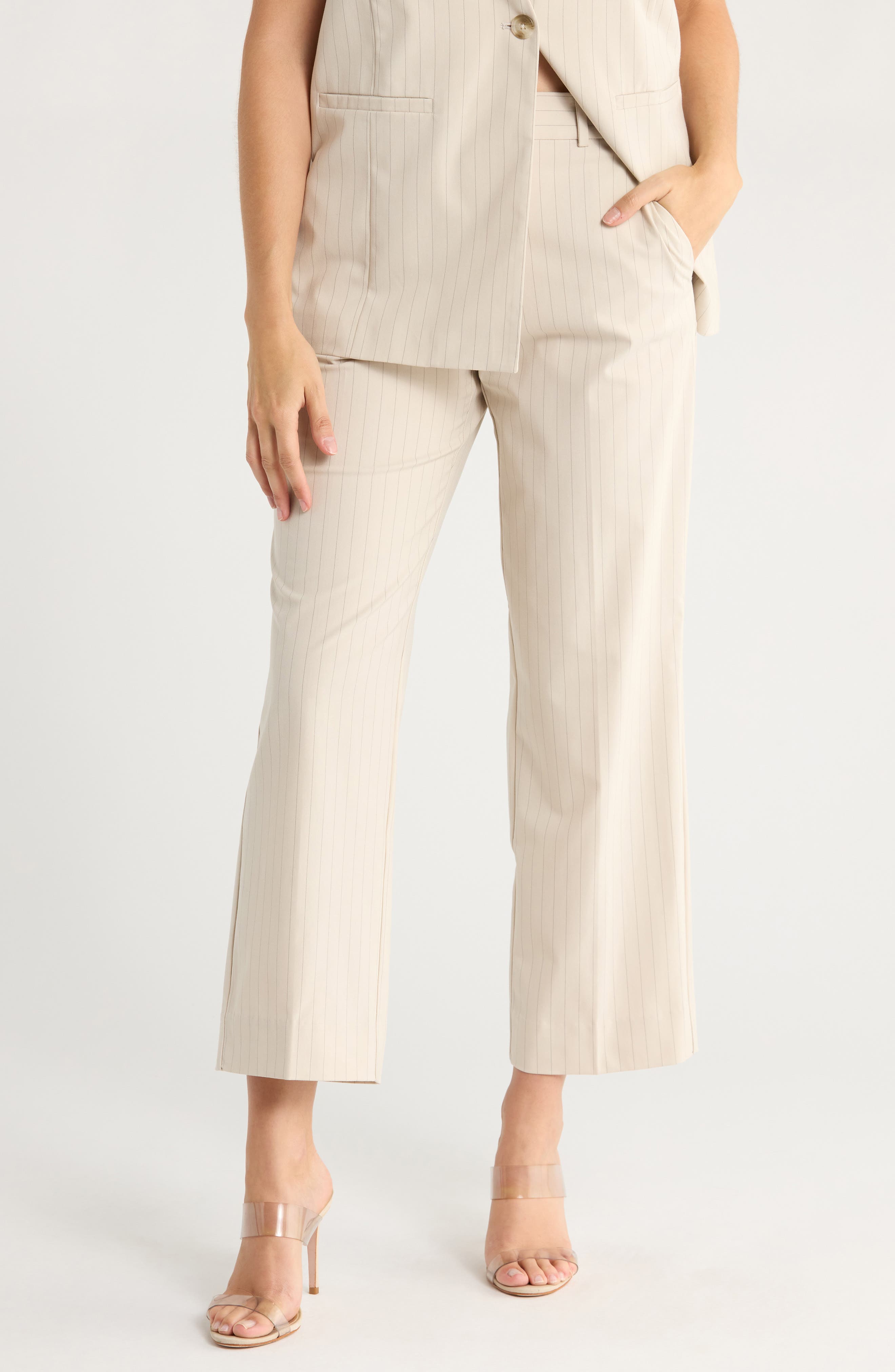 NORDSTROM RACK Pinstripe Crop Straight Leg Pants