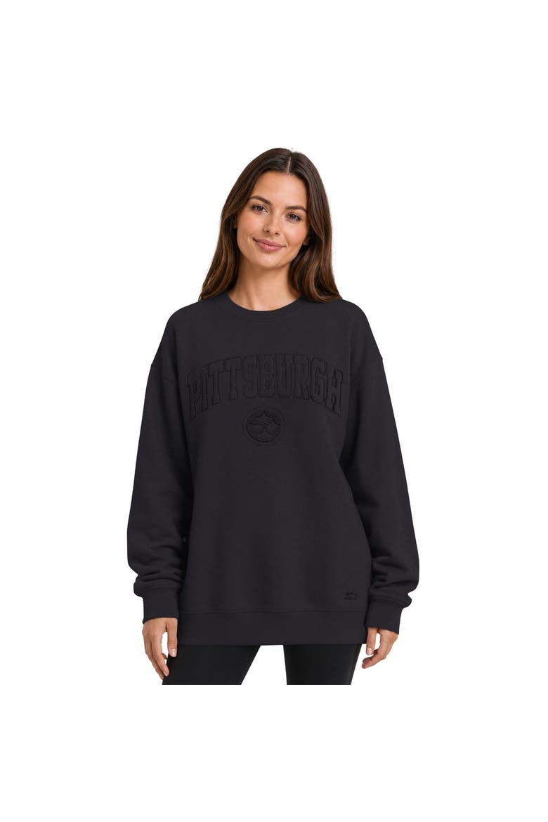 Women's Starter  Black Pittsburgh Steelers Athleisure Oversized Fleece Sweatshirt, Main, color, Black