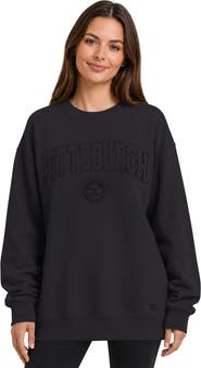 STARTER Women's Starter Black Pittsburgh Steelers Athleisure Oversized Fleece Sweatshirt