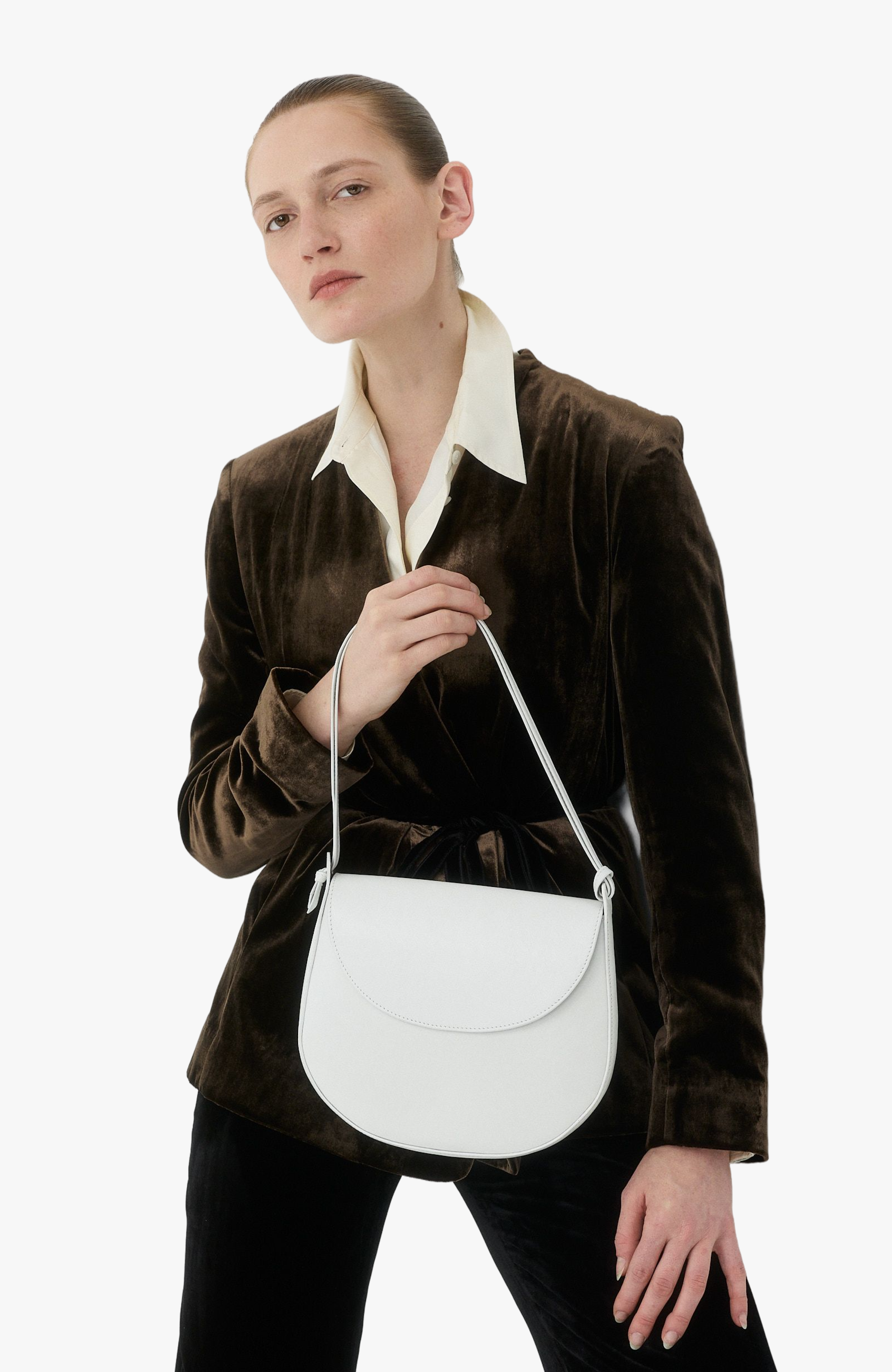 Juliette Leather Shoulder Bag, Alternate, color, White