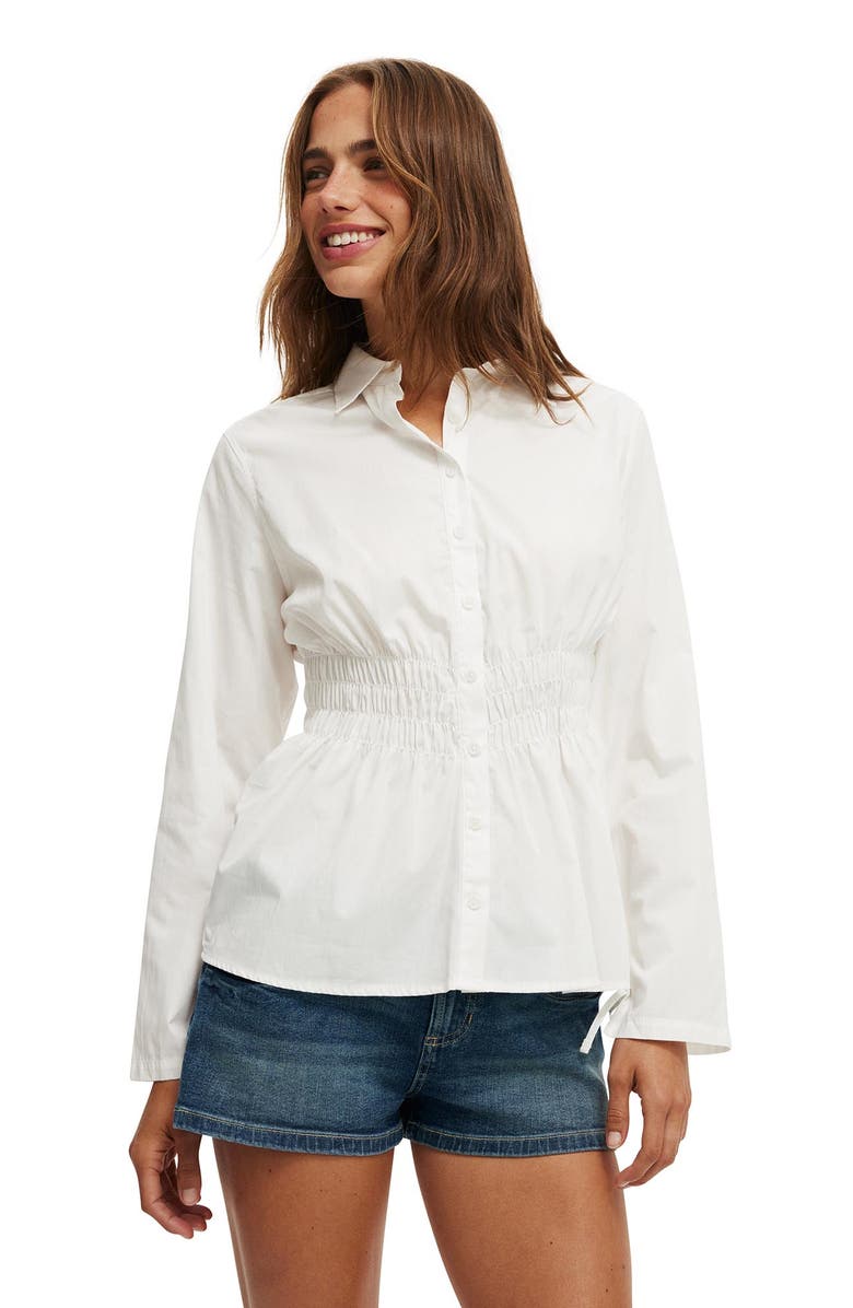 Cotton On Women's Gathered Long Sleeve Shirt, Main, color, White