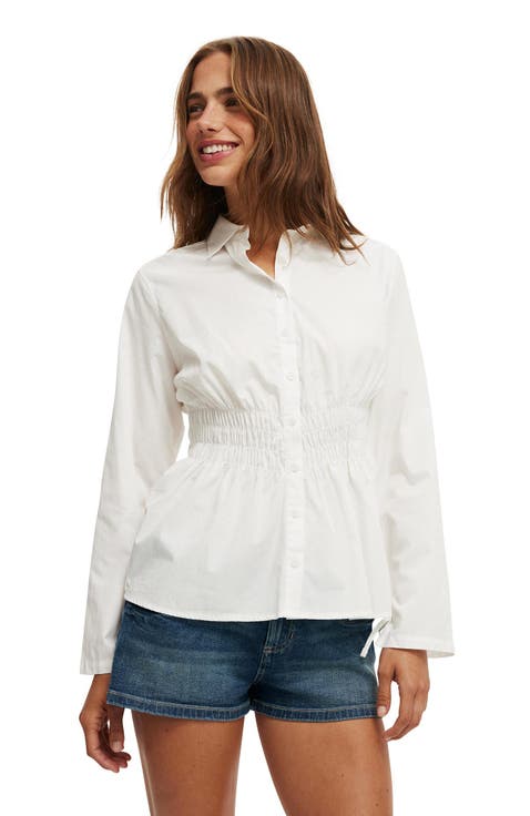 Women's Gathered Long Sleeve Shirt