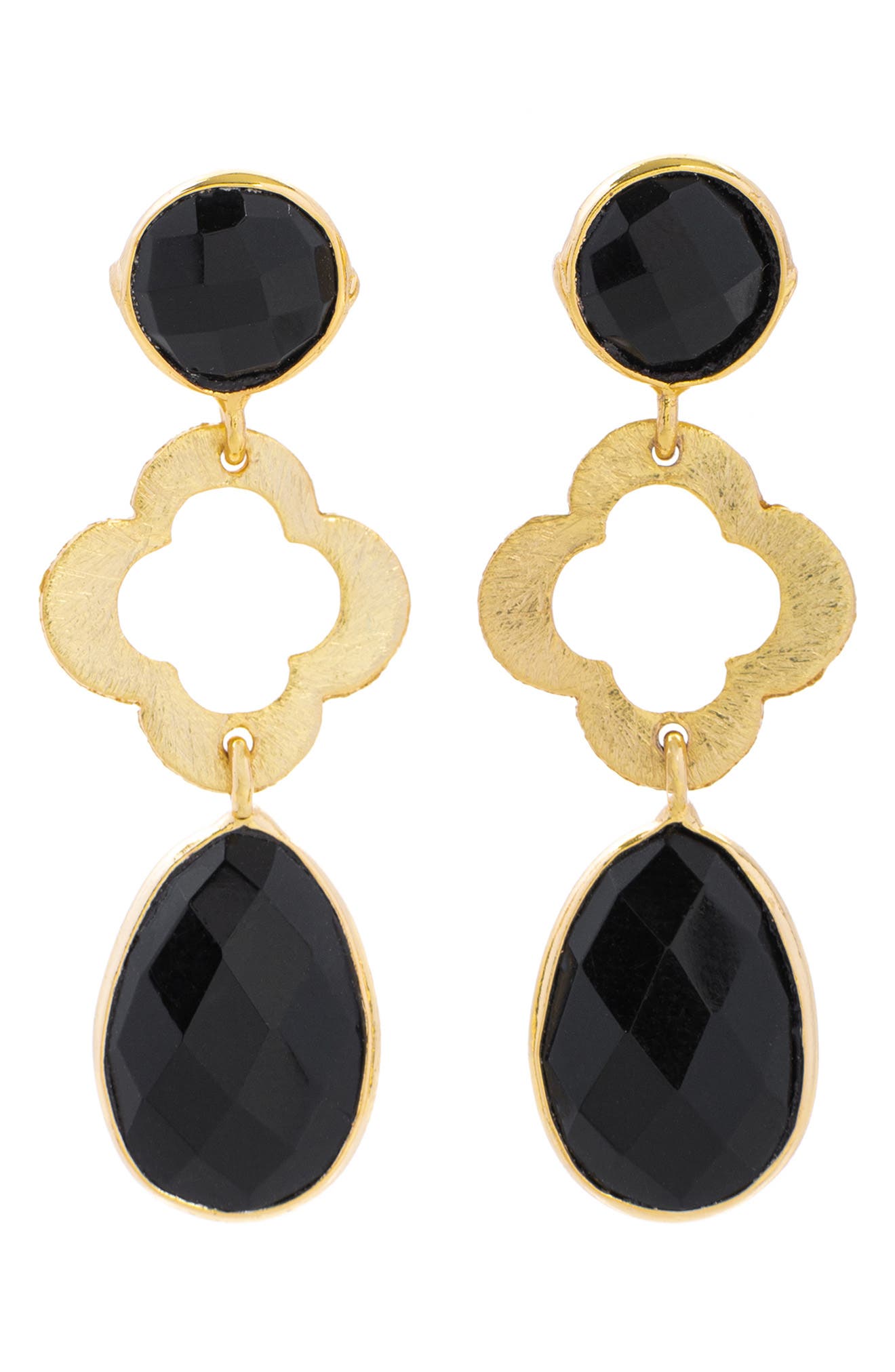 SAACHI Quatrefoil Stone Drop Earrings