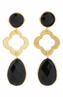 SAACHI Quatrefoil Stone Drop Earrings
