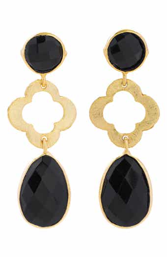 Quatrefoil Stone Drop Earrings