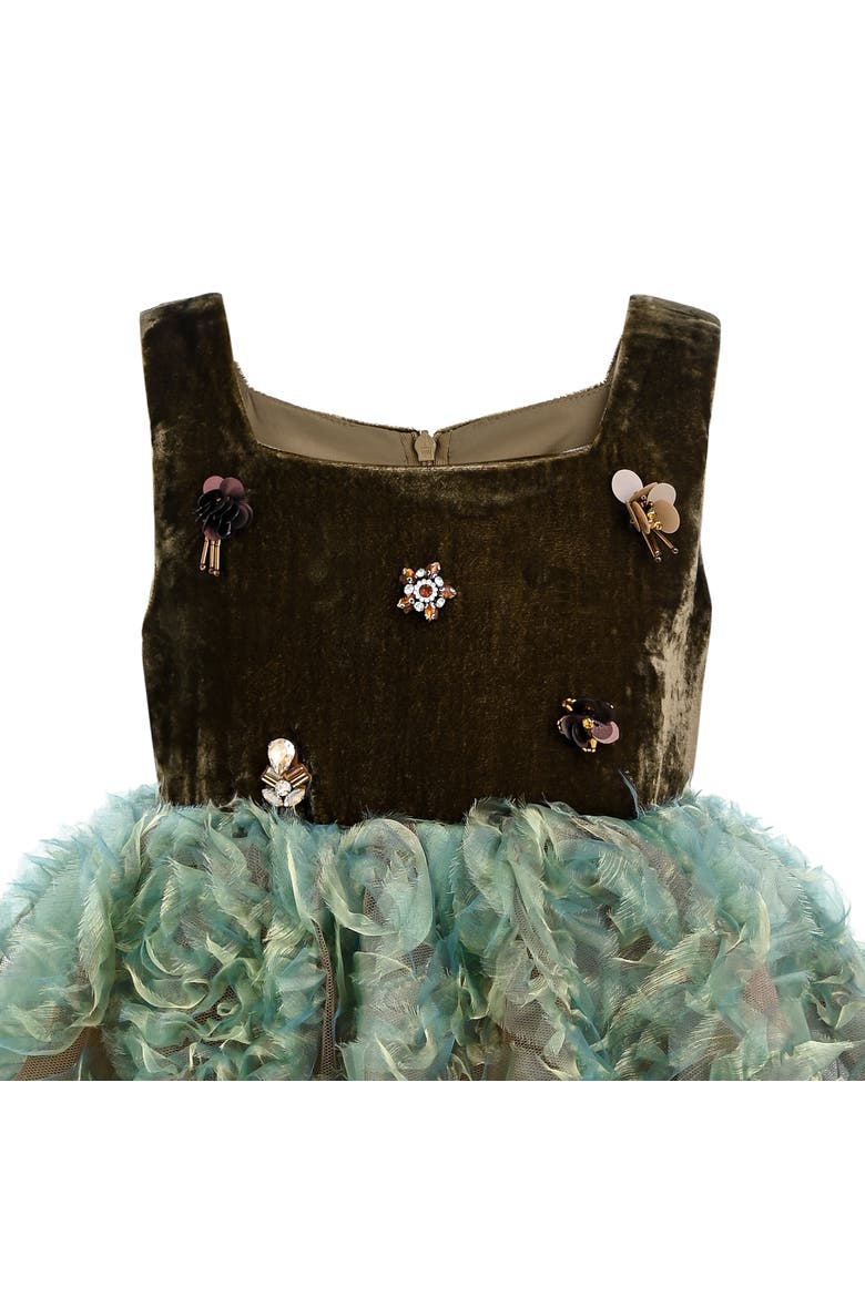 Bellina Velvet Tulle Dress, Alternate, color, Green