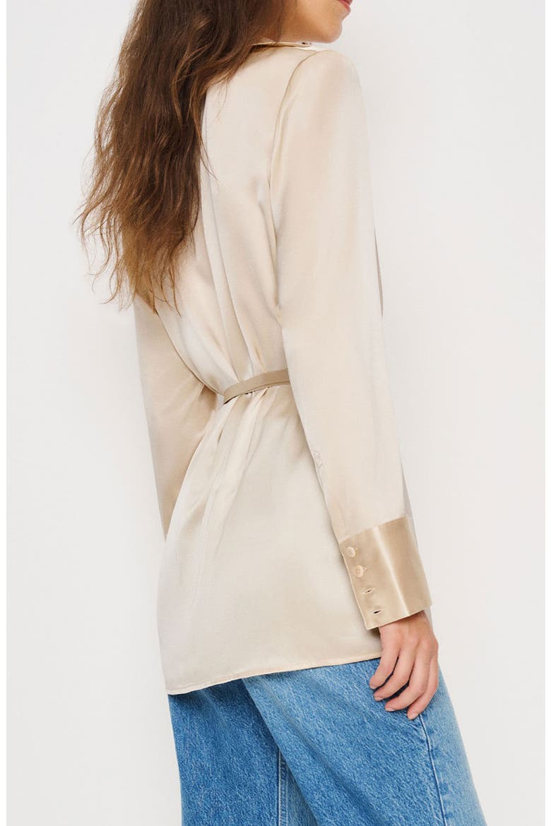 Camilla Tie Waist Silk Shirt, Alternate, color, ALMOND