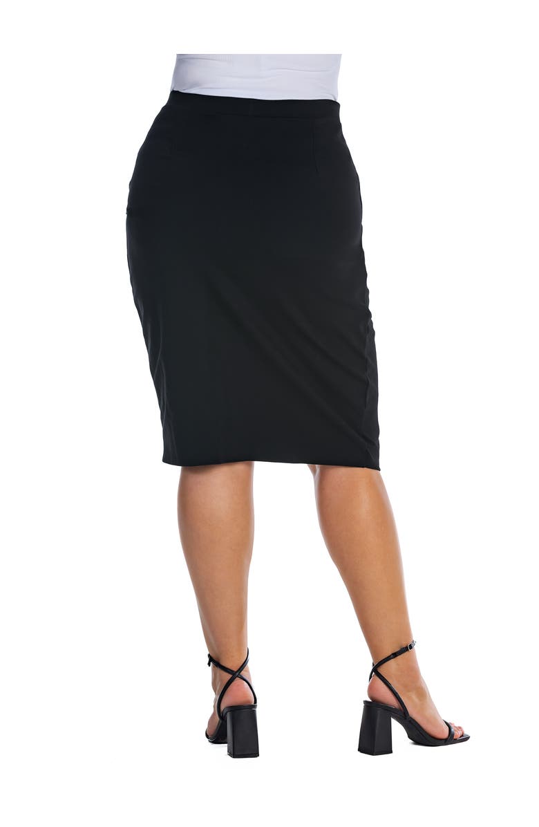 24seven Comfort Apparel Elastic Waist Knee Length Tulip Pencil Skirt, Alternate, color, Black