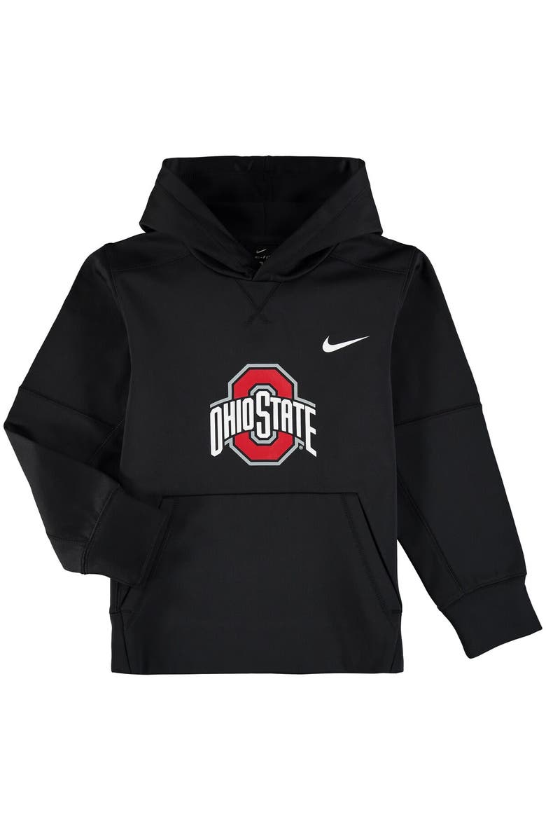 Nike Youth Nike Black Ohio State Buckeyes Logo KO Pullover Performance Hoodie, Main, color,