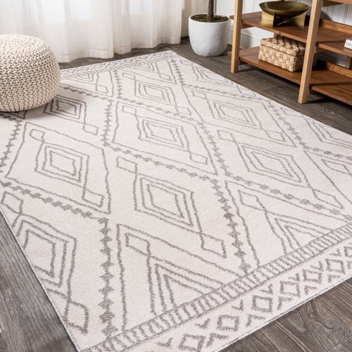 Jonathan Y Rih Moroccan Style Diamond Area Rug In Ivory/gray