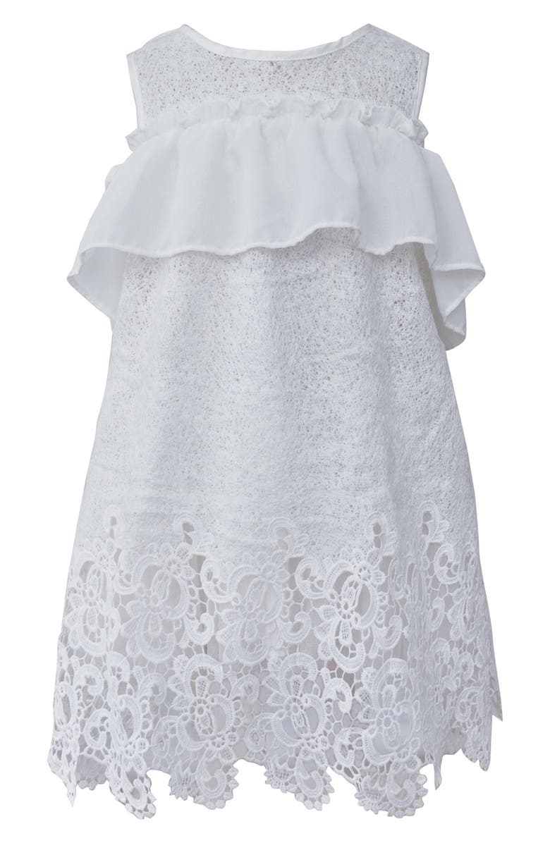 Popatu Ruffle Lace Shift Dress, Main, color, White
