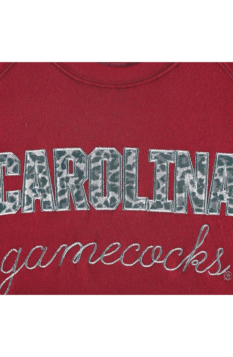 PRESSBOX Women's Pressbox Garnet South Carolina Gamecocks Steamboat Animal Print Raglan Pullover Sweatshirt, Alternate, color, 