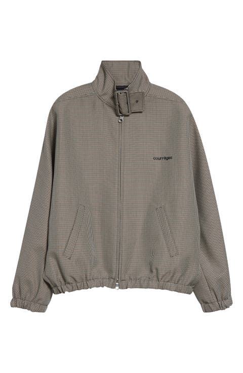 Buckle Houndstooth Bomber Jacket