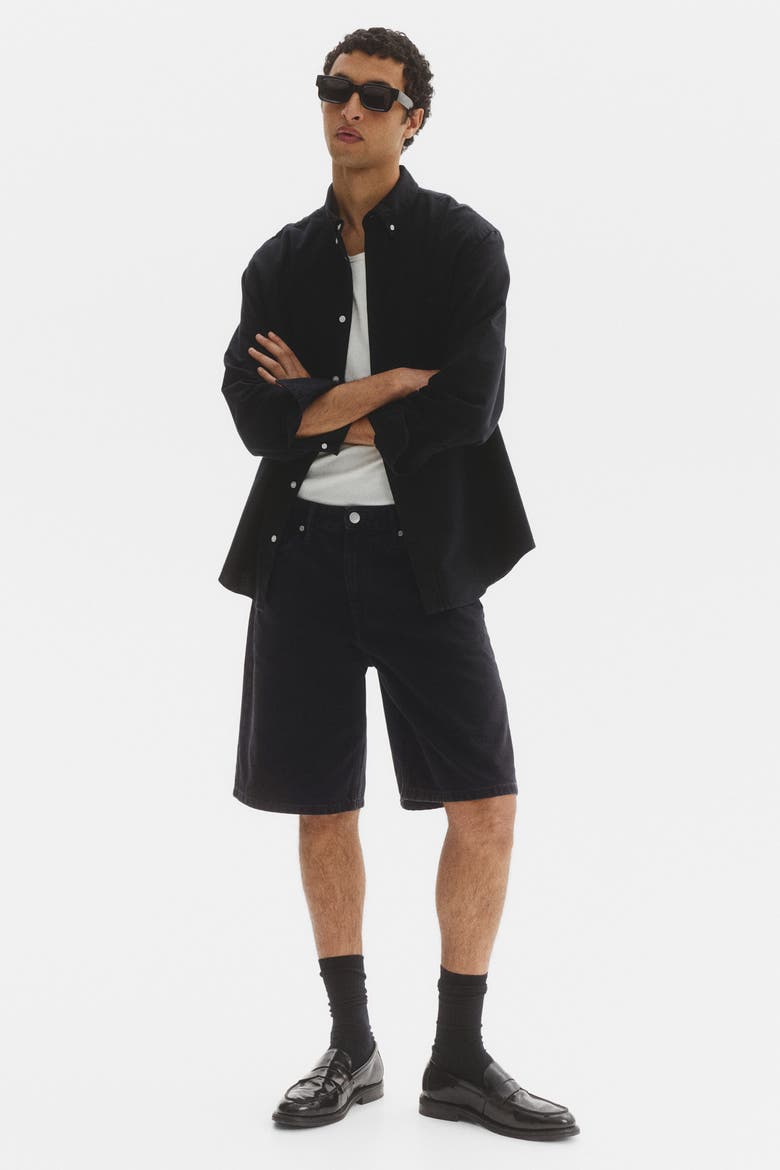 Relaxed Fit Denim Shorts, Alternate, color, Denim black