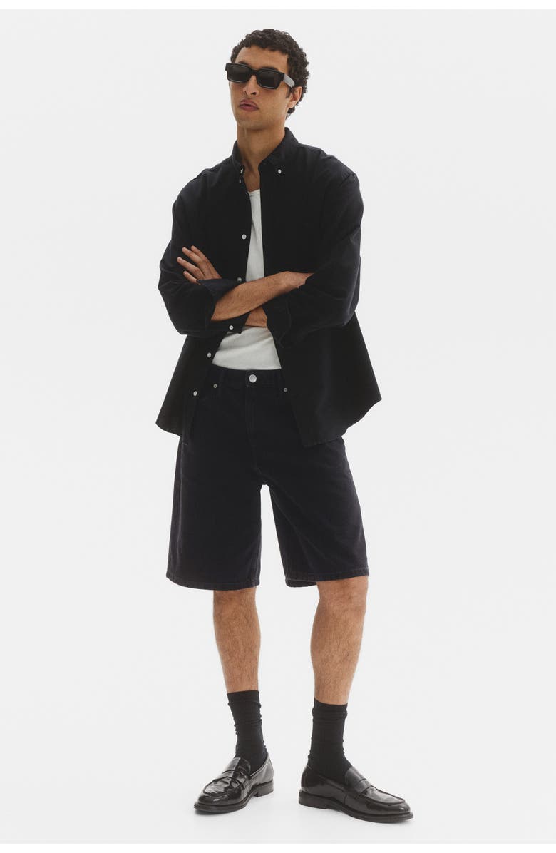 H&M Relaxed Fit Denim Shorts, Alternate, color, Denim Black