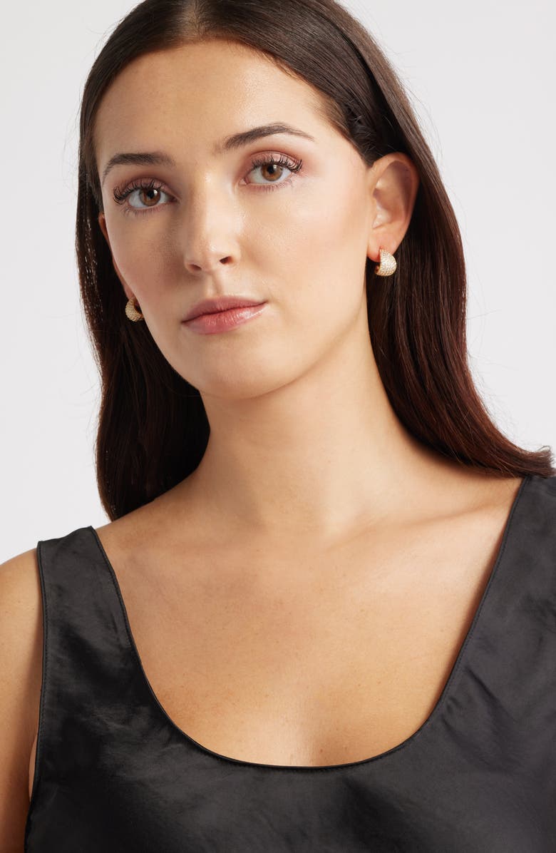 Nordstrom Pavé Huggie Hoop Earrings, Alternate, color, Clear- Gold