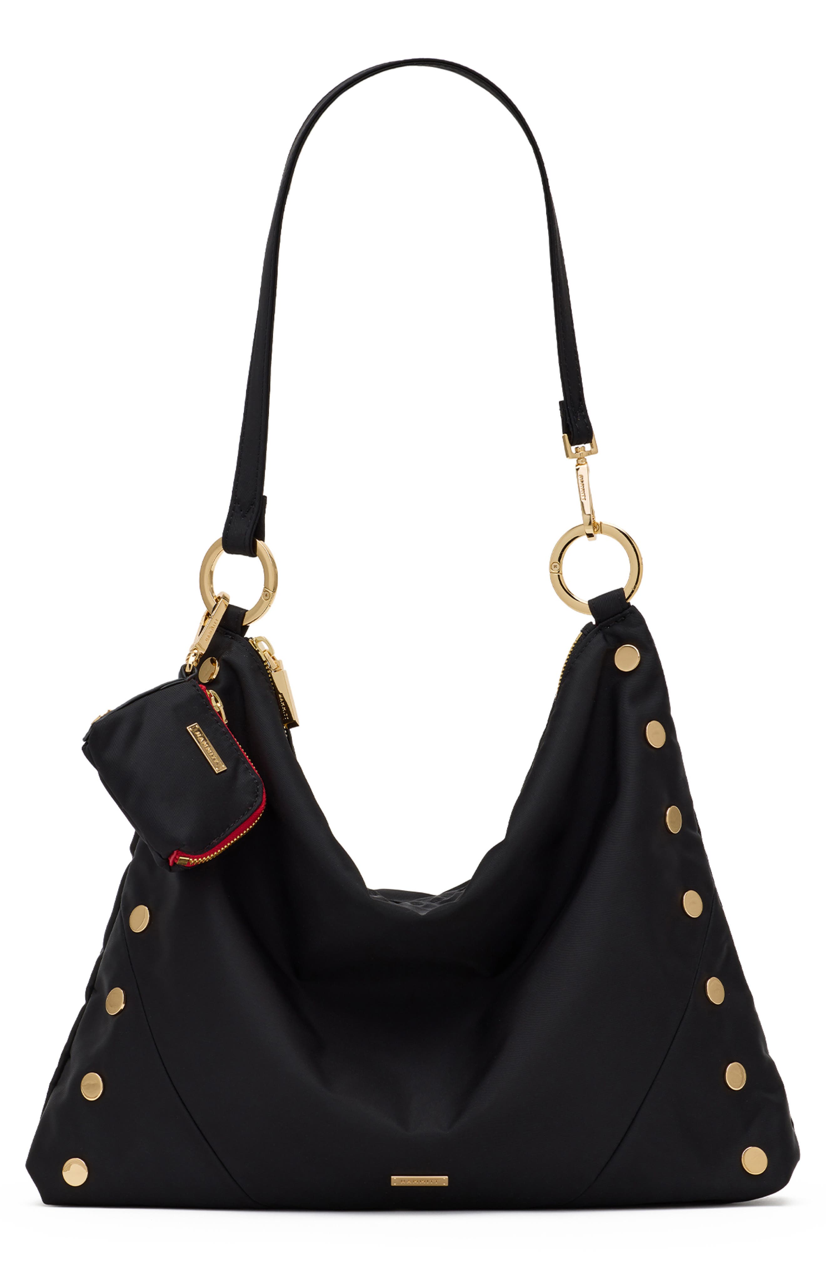 Kyle Large Nylon Shoulder Bag, Main, color, BLACK NYLON CARGO/ GOLD