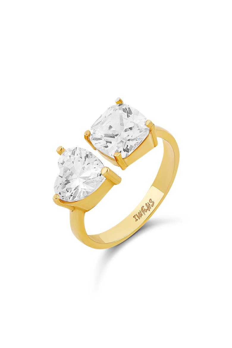 Two Stone Cubic Zirconia Ring, Main, color, GOLD