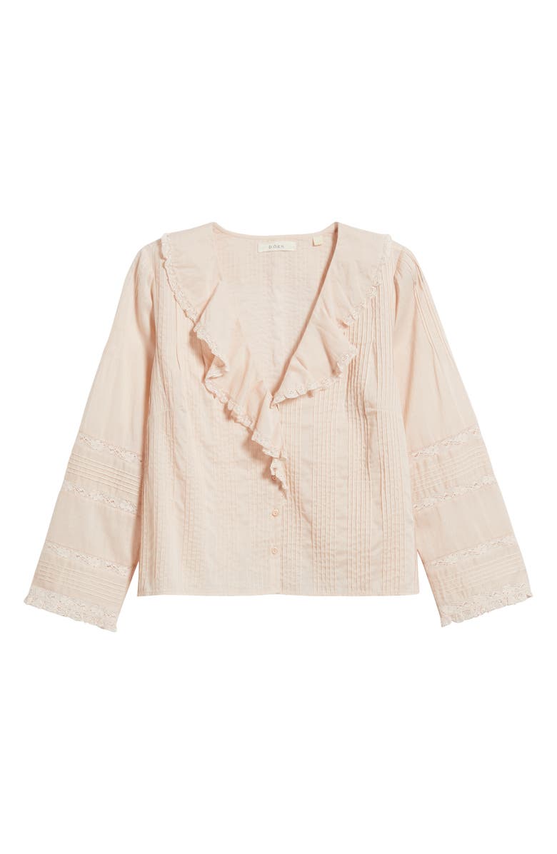 DÔEN Huguette Pintuck Ruffle Top, Alternate, color, Blush