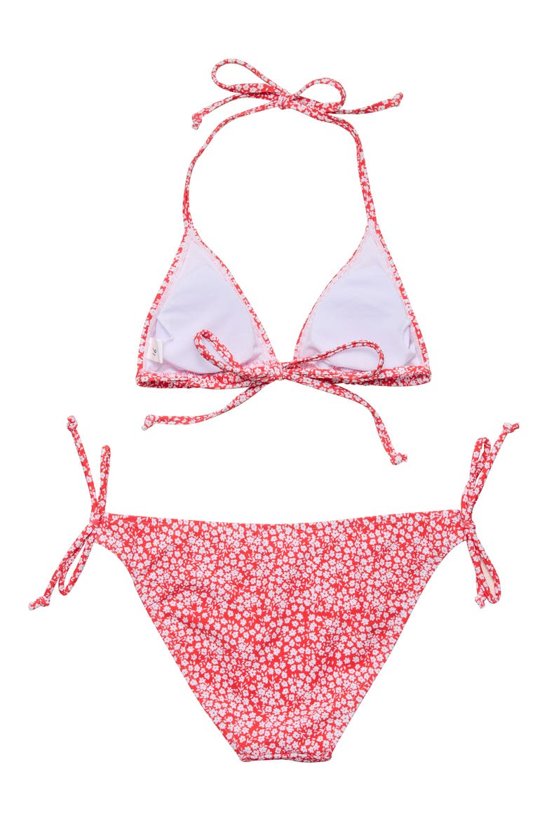 Kids' Ditsy Bloom Triangle Two-Piece Swimsuit, Alternate, color, RED