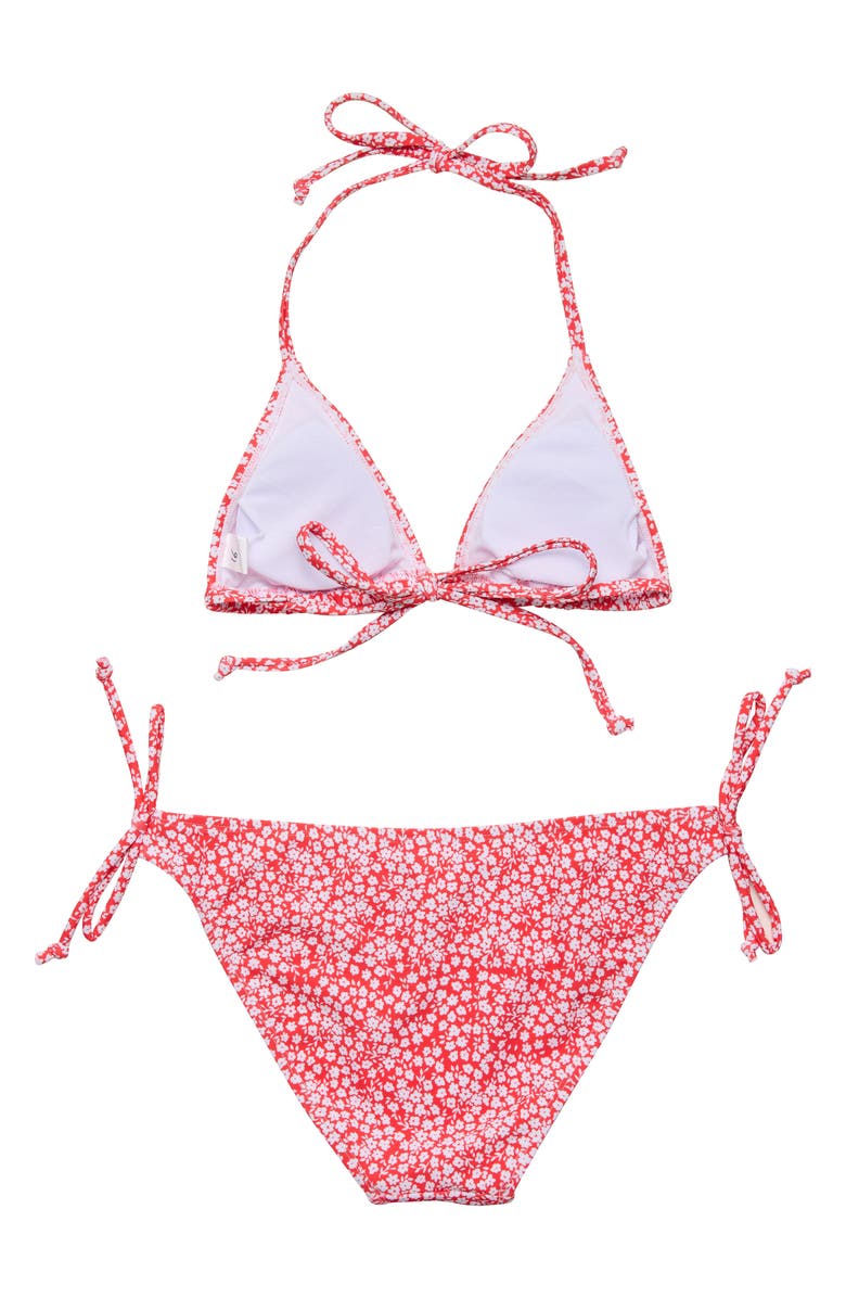 Snapper Rock Kids' Ditsy Bloom Triangle Two-Piece Swimsuit, Alternate, color, Red