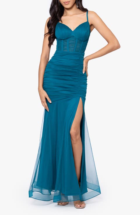 Ruched Corset Mermaid Gown