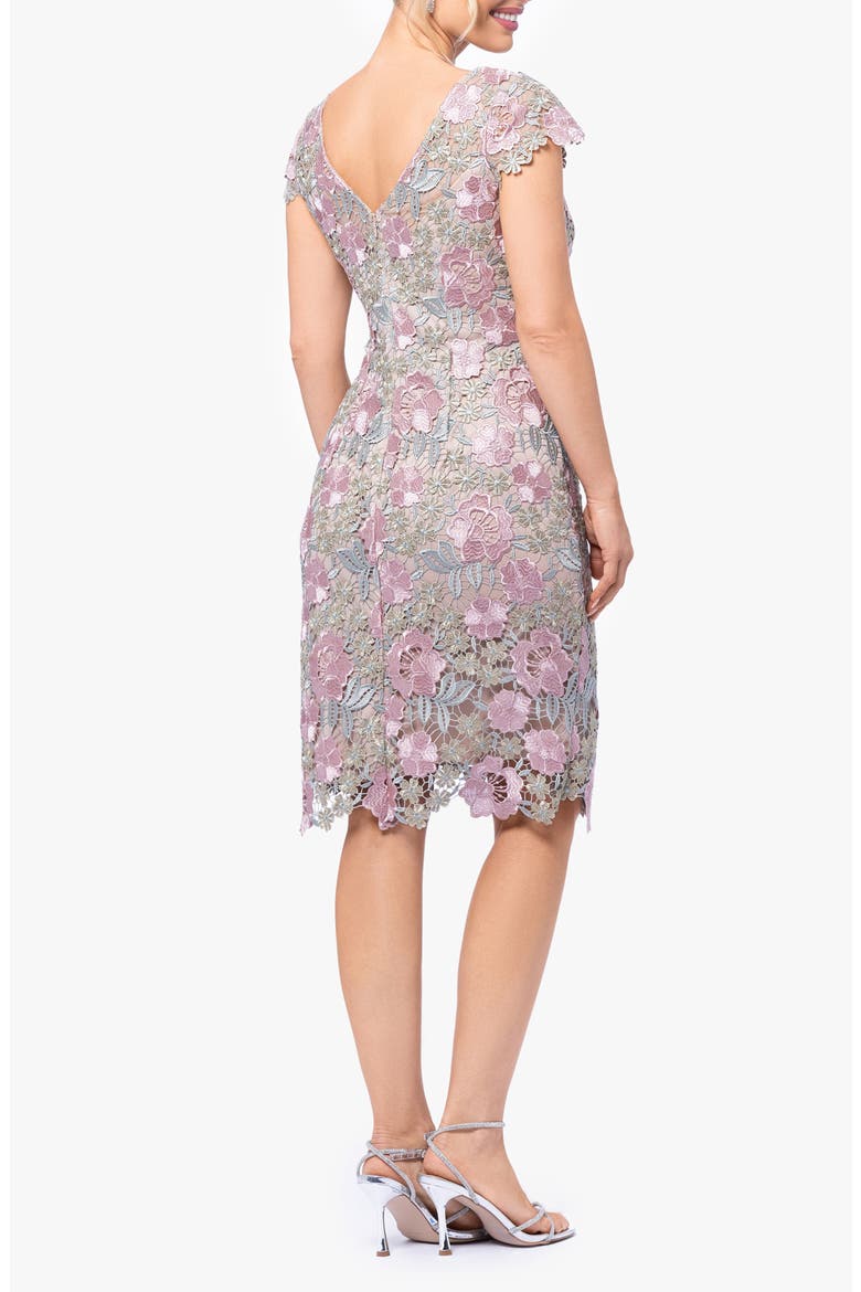 Xscape Embroidered Floral Lace Sheath Dress, Alternate, color, BLUSH/ GREY/ GOLD