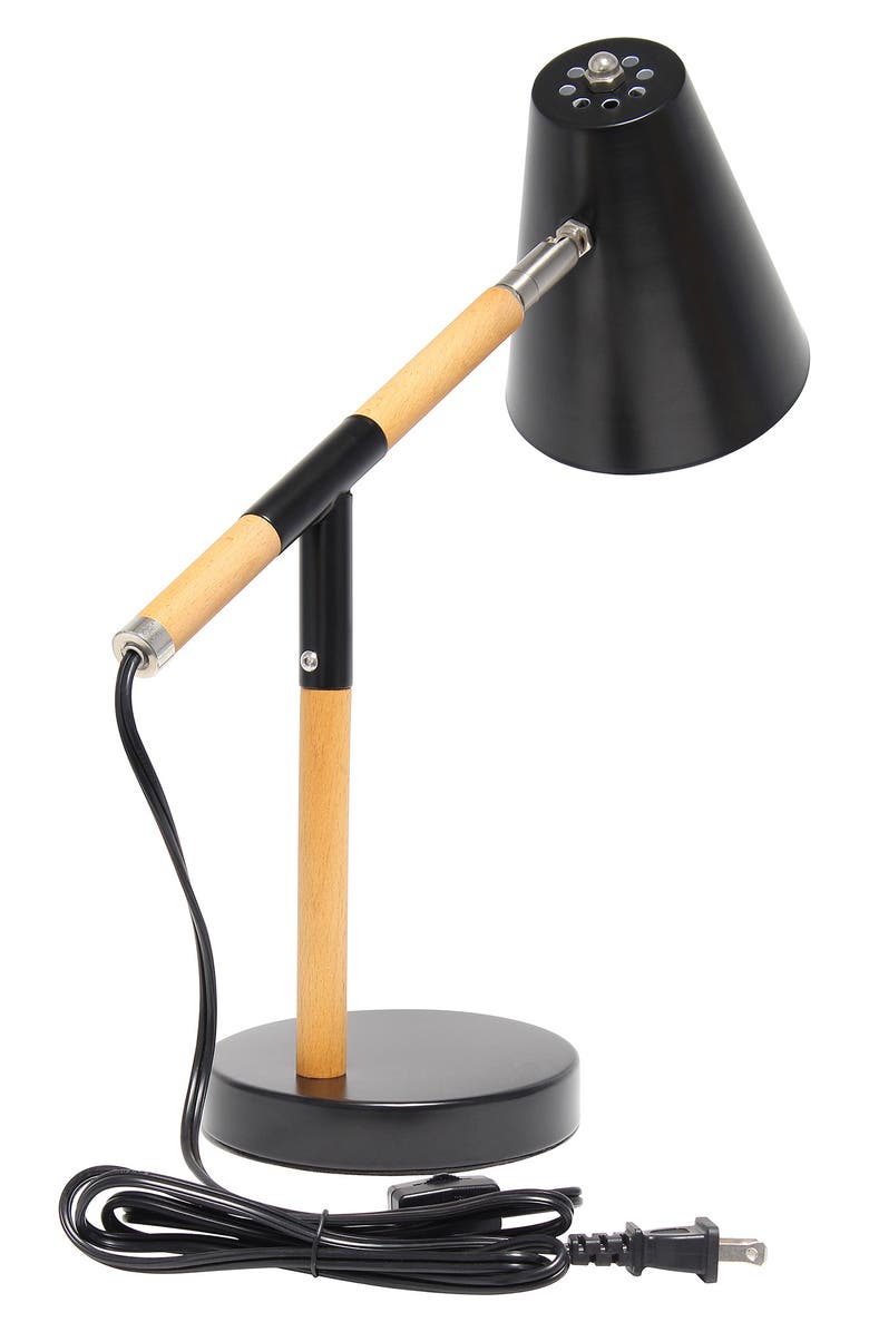 LALIA HOME Black Matte Wood Pivoting Desk Lamp, Alternate, color,