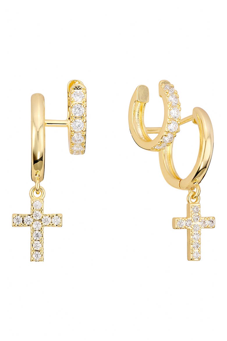 Cubic Zirconia Cross Double Hoop Earrings video