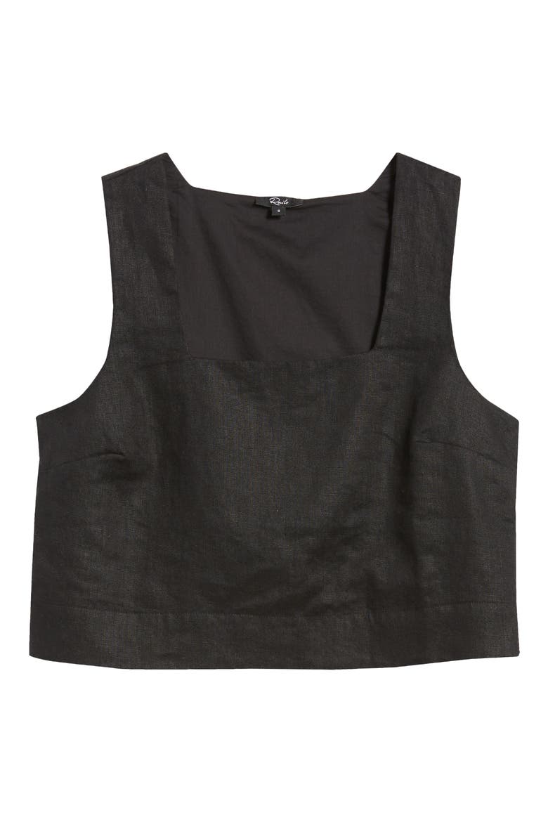 Akira Linen Crop Tank Top, Alternate, color, BLACK