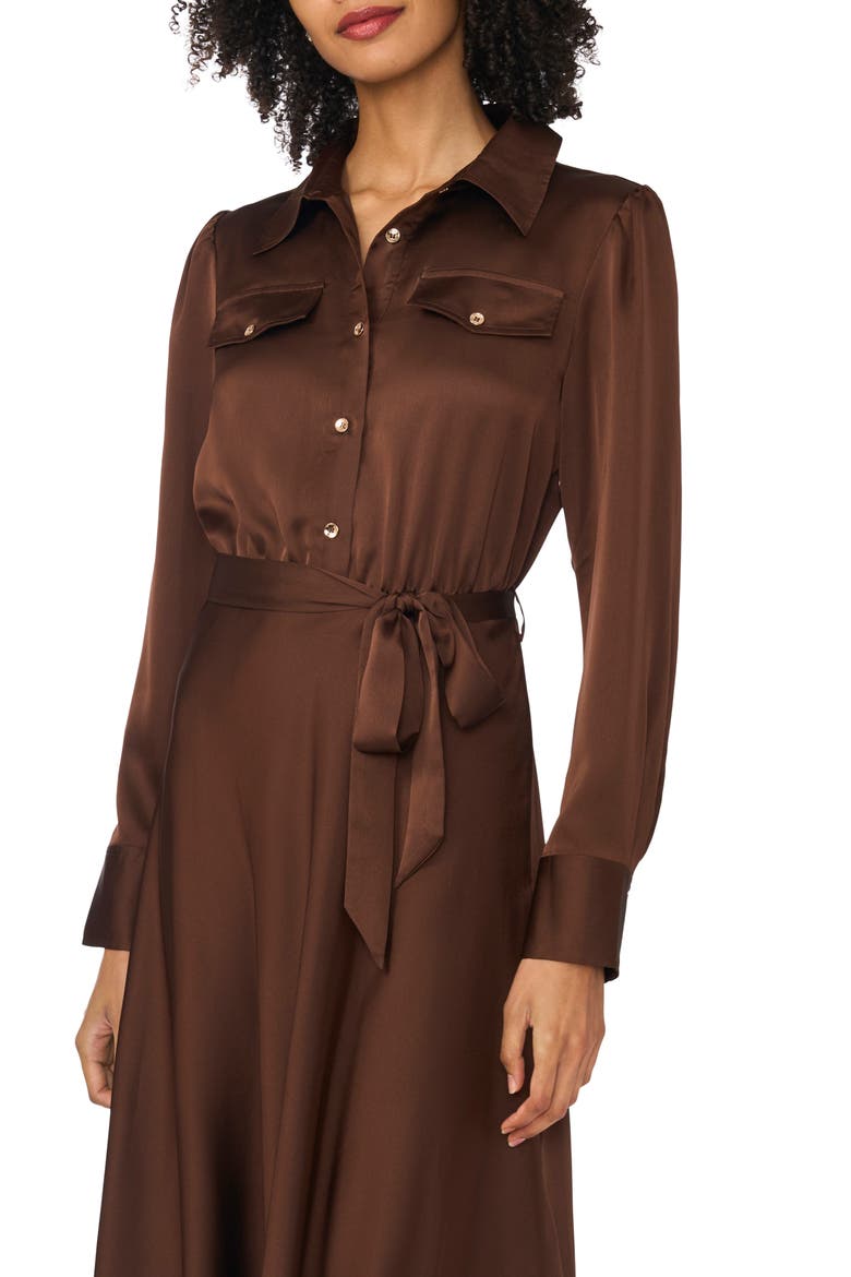 Isabelle Long Sleeve Belted Shirtdress, Alternate, color, CHICORY COFFEE