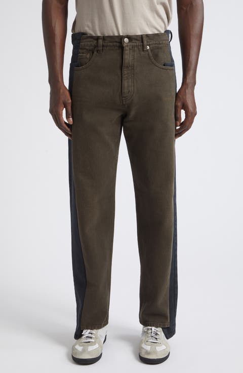 Spliced Straight Leg Jeans