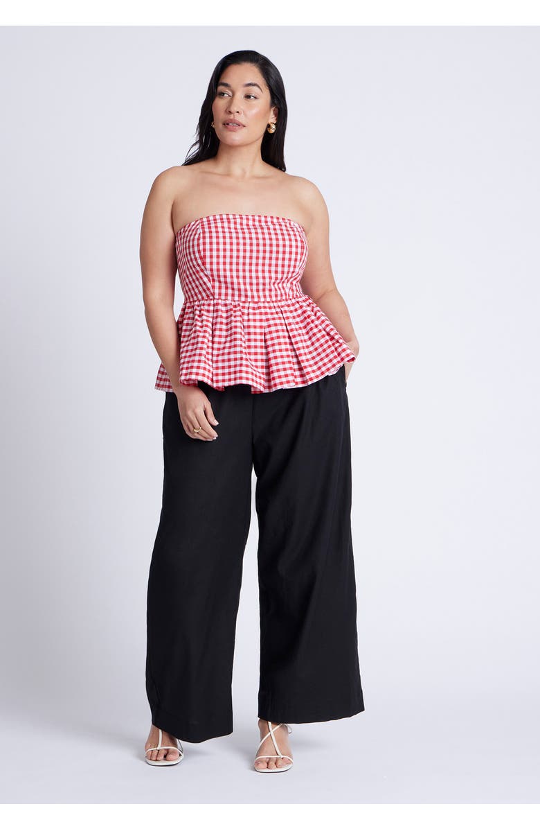 ELOQUII Gingham Peplum Top, Alternate, color, Spring Gingham Red