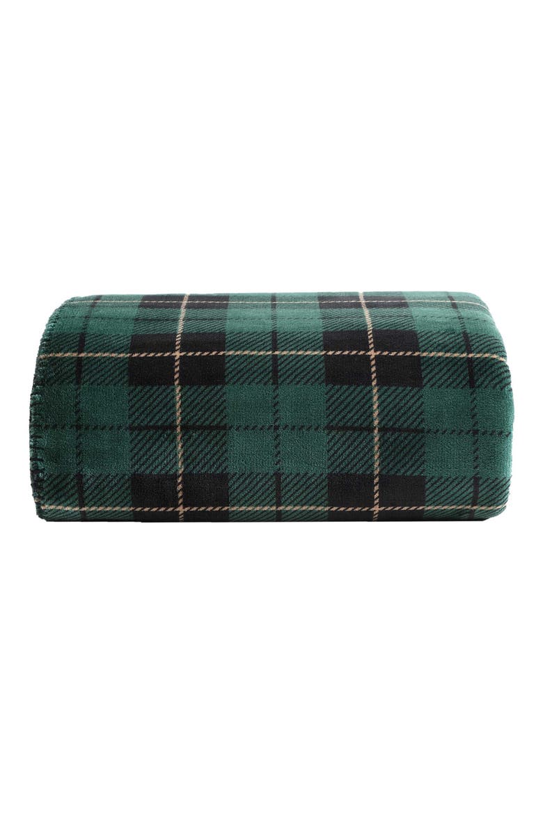 Trailhead Plaid Throw Blanket, Main, color, DARK GREEN