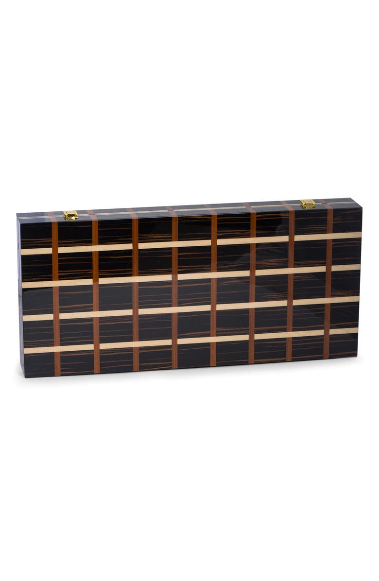 Bey-Berk Art Deco Design 21" Backgammon Set, Main, color, Beige/Brown